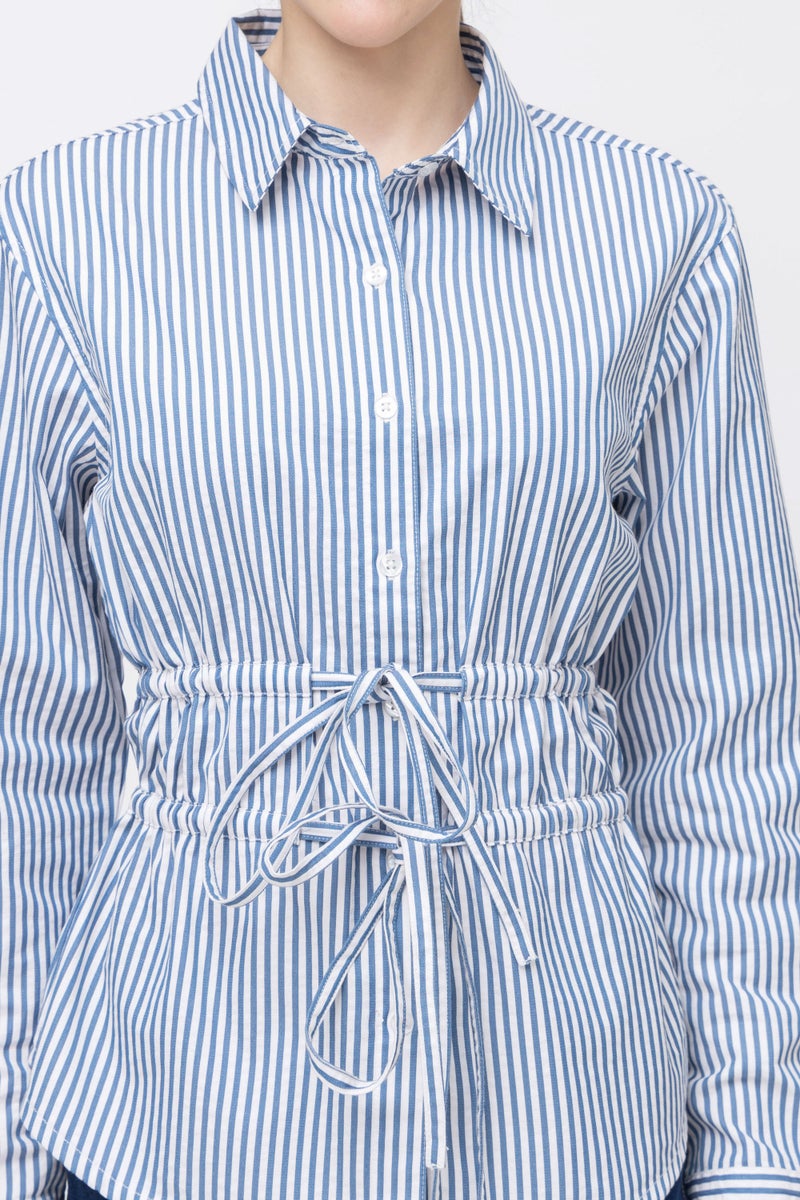 7OUNCE Striped Full Sleeve Shirt for Women - Blue and White - Image 2